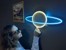 Saturn Neon Sign, Neon Metal Wall Art