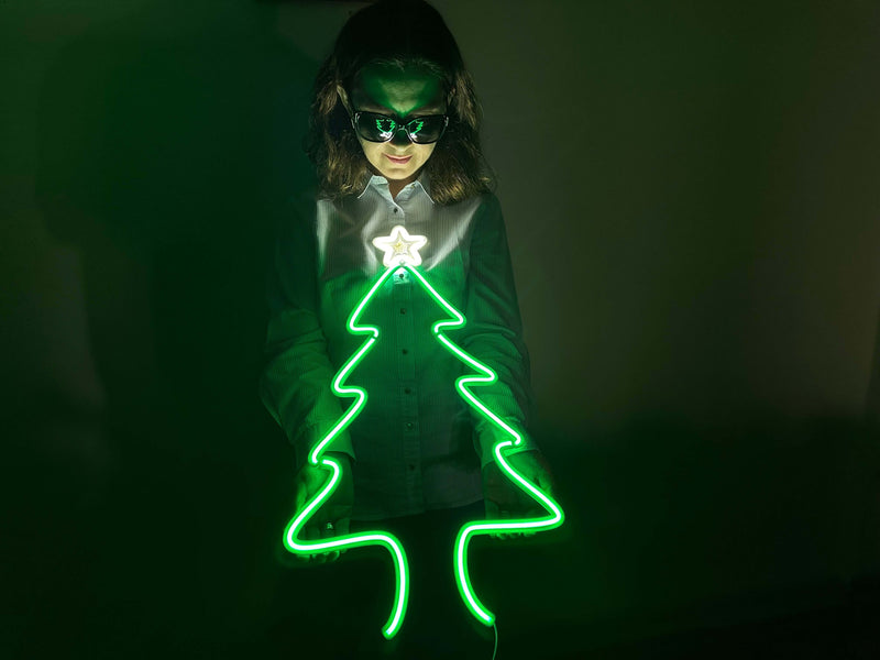 Christmas Tree Neon Sign, Neon Metal Wall Art