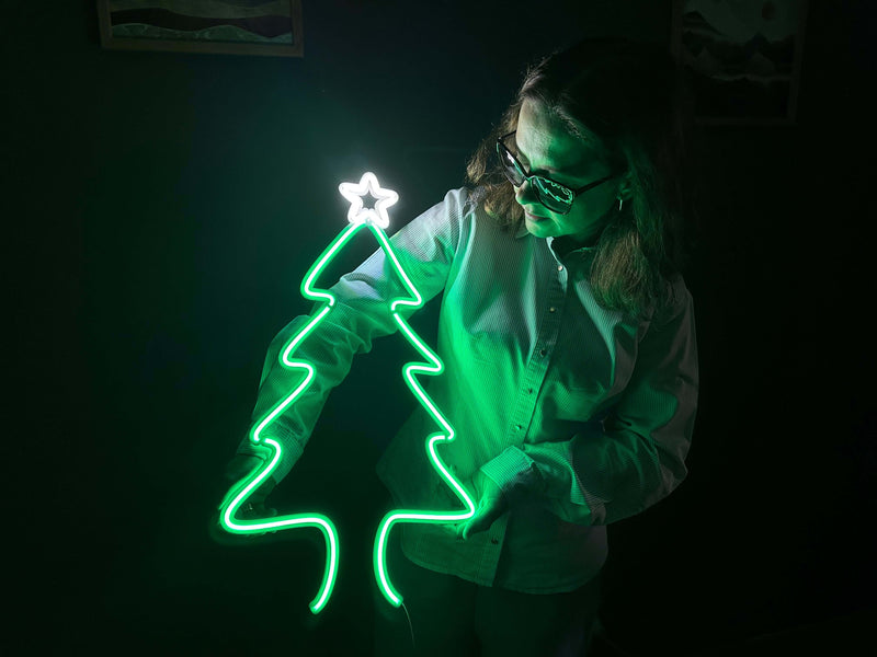 Christmas Tree Neon Sign, Neon Metal Wall Art