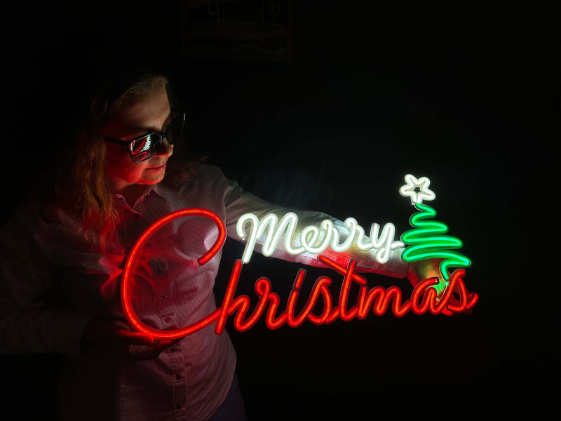 Merry Christmas Neon Sign, Neon Metal Wall Art