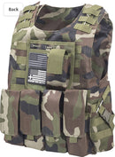 Kids Airsoft Tactical Plate Carrier Vest with Free US Flag Patch, Mil Spec 1000D Nylon PALS Molle Modular w/ 4 Mag Pouches, Side Pouch, Chest Mag Pouch