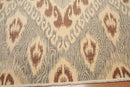 8' x 10' Hand Knotted 100% Wool Ikat Bold Design Oriental Area Rug Beige