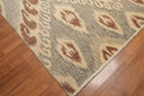 8' x 10' Hand Knotted 100% Wool Ikat Bold Design Oriental Area Rug Beige