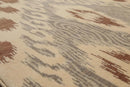 8' x 10' Hand Knotted 100% Wool Ikat Bold Design Oriental Area Rug Beige