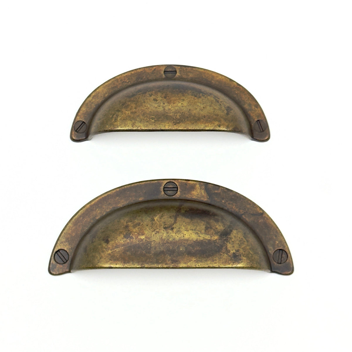 Drawer Cup Pulls "Amalfi" in Worn Brass