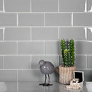 Gray 3x6 Glossy Subway Glass Tile (40 pack, 5 sq ft/case)