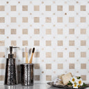 White Beige 12x12 Polished Multi-shaped Thassos Crema Marfil Marble Mosaic Tile (5 pack, 5.17 sq ft/case)