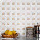 White Beige 12x12 Polished Multi-shaped Thassos Crema Marfil Marble Mosaic Tile (5 pack, 5.17 sq ft/case)