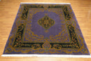 4x6 Black Needlepoint Hand Woven 100% Wool Oriental Area Rug
