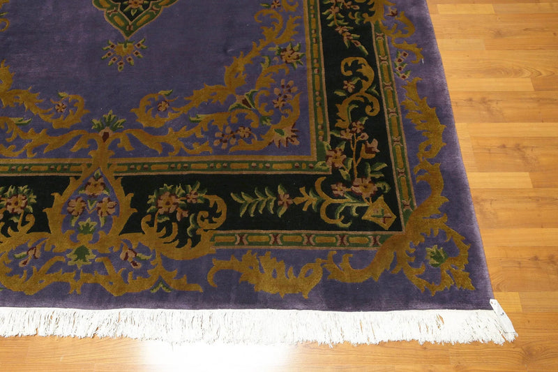 4x6 Black Needlepoint Hand Woven 100% Wool Oriental Area Rug