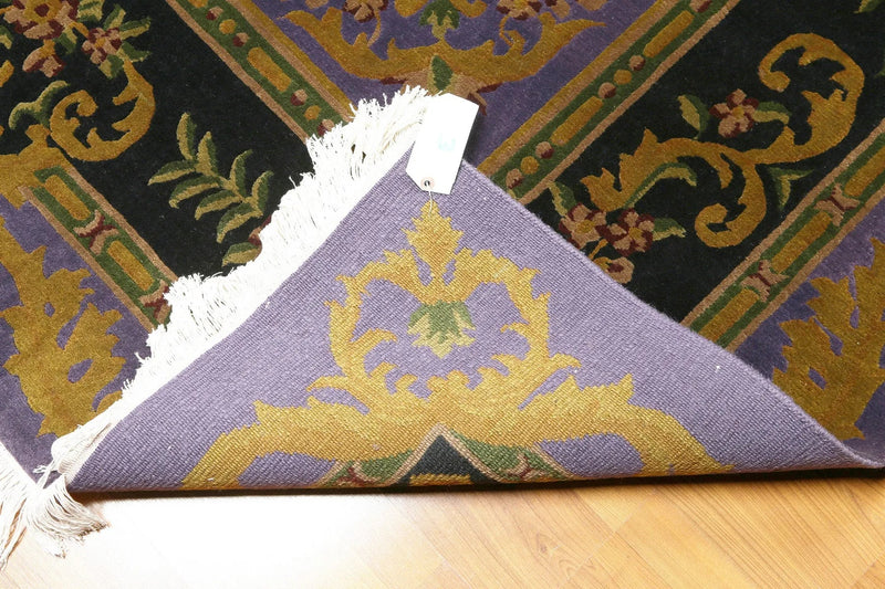 4x6 Black Needlepoint Hand Woven 100% Wool Oriental Area Rug