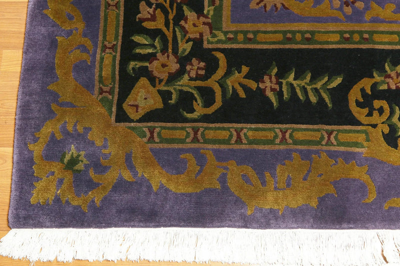 4x6 Black Needlepoint Hand Woven 100% Wool Oriental Area Rug