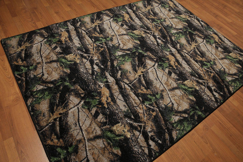 5'4"x7'8" Black, Green, Beige, Multi Color Machine Made Polypropylene Indonesian High Density Hand Carved Effect Modern Oriental Rug