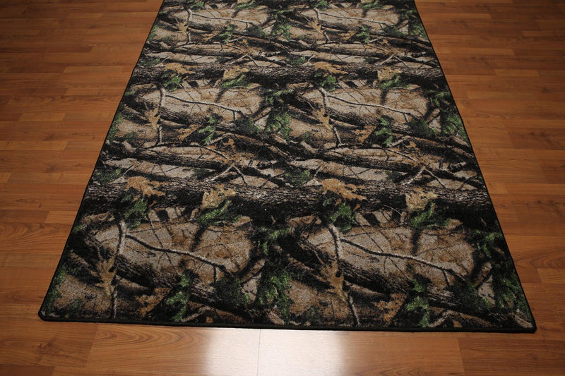 5'4"x7'8" Black, Green, Beige, Multi Color Machine Made Polypropylene Indonesian High Density Hand Carved Effect Modern Oriental Rug