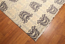 9' x 12' Contemporary Ikat Hand Knotted Wool Full Pile Oriental Area Rug Ivory