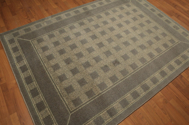 5'4"x7'8" Gray, Olive Green, Multi Color Machine Made Polypropylene Indonesian High Density Hand Carved Effect Modern Oriental Rug