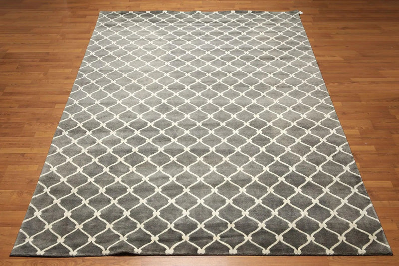 8' x 11' High end 100% wool Tibetan Hand Knotted Designer Rug Modern Gray