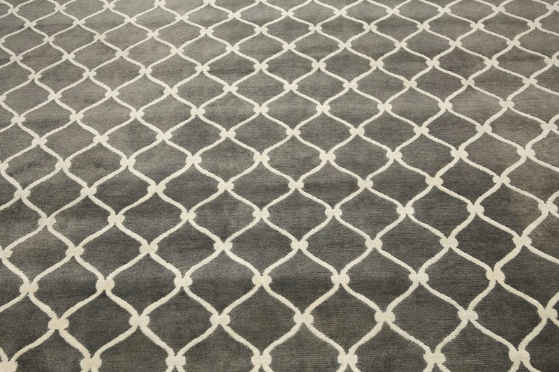 8' x 11' High end 100% wool Tibetan Hand Knotted Designer Rug Modern Gray