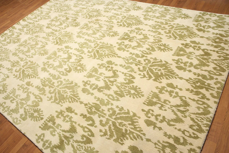 8x11 Vanilla & Mustard Handmade 100% Wool Traditional Oriental Area Rug