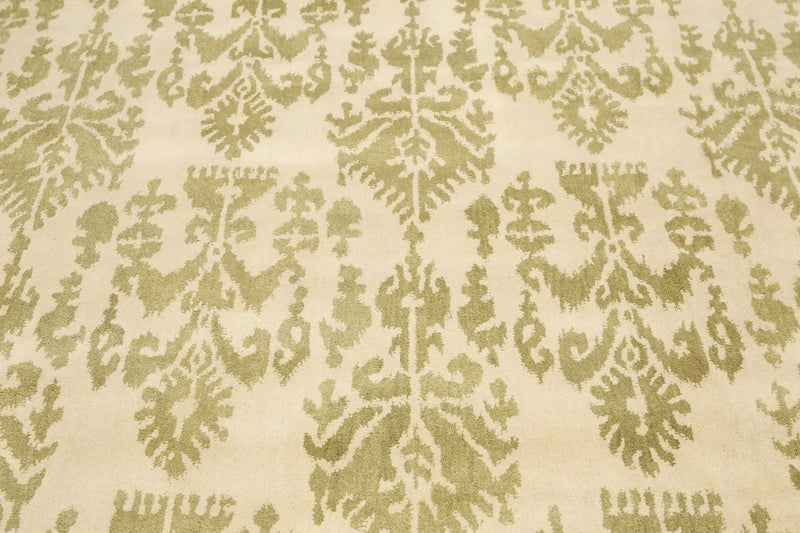 8x11 Vanilla & Mustard Handmade 100% Wool Traditional Oriental Area Rug