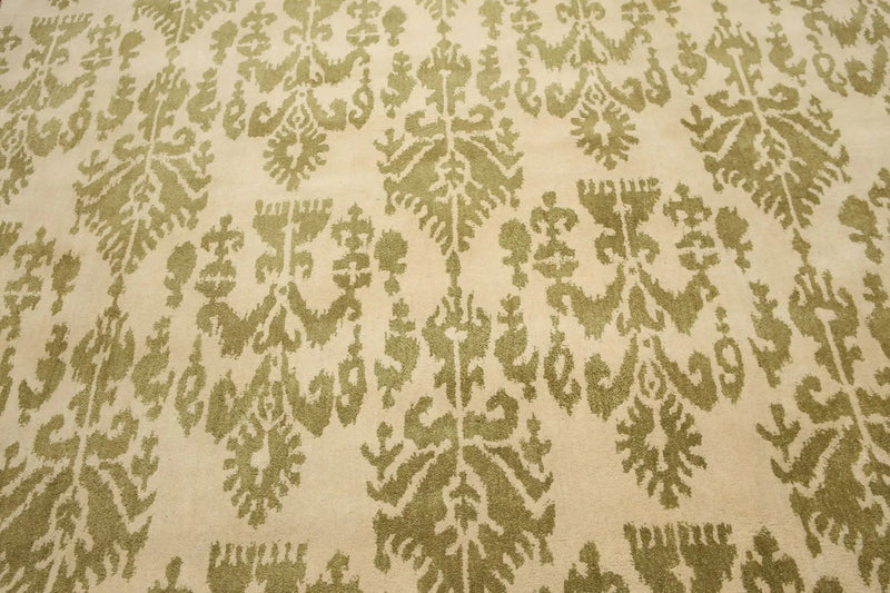 8x11 Vanilla & Mustard Handmade 100% Wool Traditional Oriental Area Rug