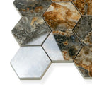 Brown 9x13 Polished Hexagon Porcelain Mosaic Tile (9 pack, 7.09 sq ft/case) - Sample