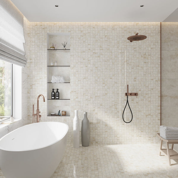Light Cream Beige 12x12 Lappato Square Porcelain Mosaic Tile (5 pack, 4.84 sq ft/case), photo 2 of 11