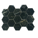 Sable Black 9x13 Polished Hexagon Porcelain Mosaic Tile (9 pack, 7.09 sq ft/case) - Sample