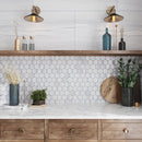 Cotton White 9x13 Polished Hexagon Porcelain Mosaic Tile (9 pack, 7.09 sq ft/case)