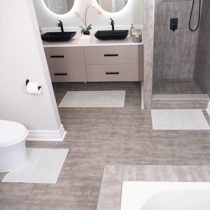 Geometric Design 3 Piece Bathroom Rugs Set |White