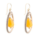 Inline Orange Jade Drop Golden Earrings