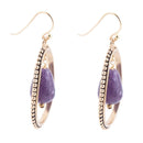 Inline Purple Jade Drop Golden Earrings