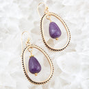 Inline Purple Jade Drop Golden Earrings