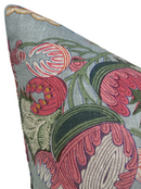Indienne Jacobean Pillow Cover in Raspberry Teal, Thibaut Pillows