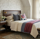 Indienne Jacobean Pillow Cover in Raspberry and Blue, Thibaut Pillows