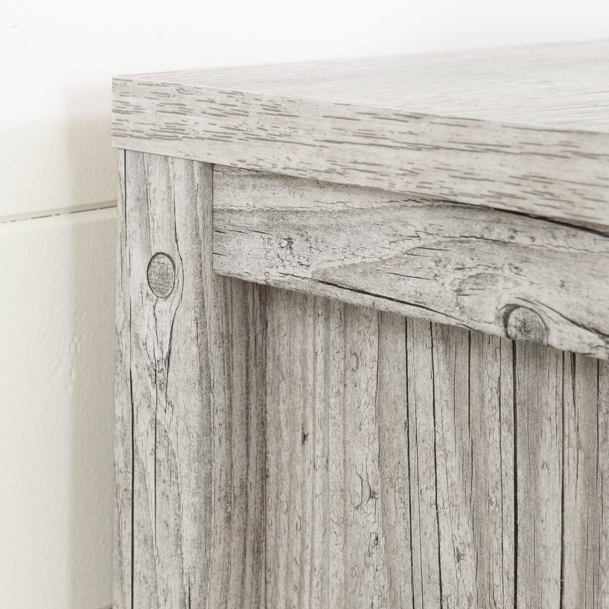Modern Washed Pine 2 Drawer Nightstand Cubby Storage Shelf, photo 3 of 5