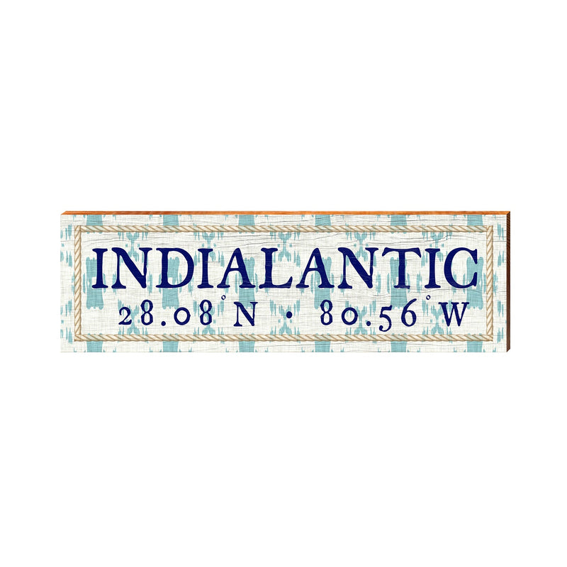 Indialantic Latitude Longitude Sign | Wall Art Print on Real Wood