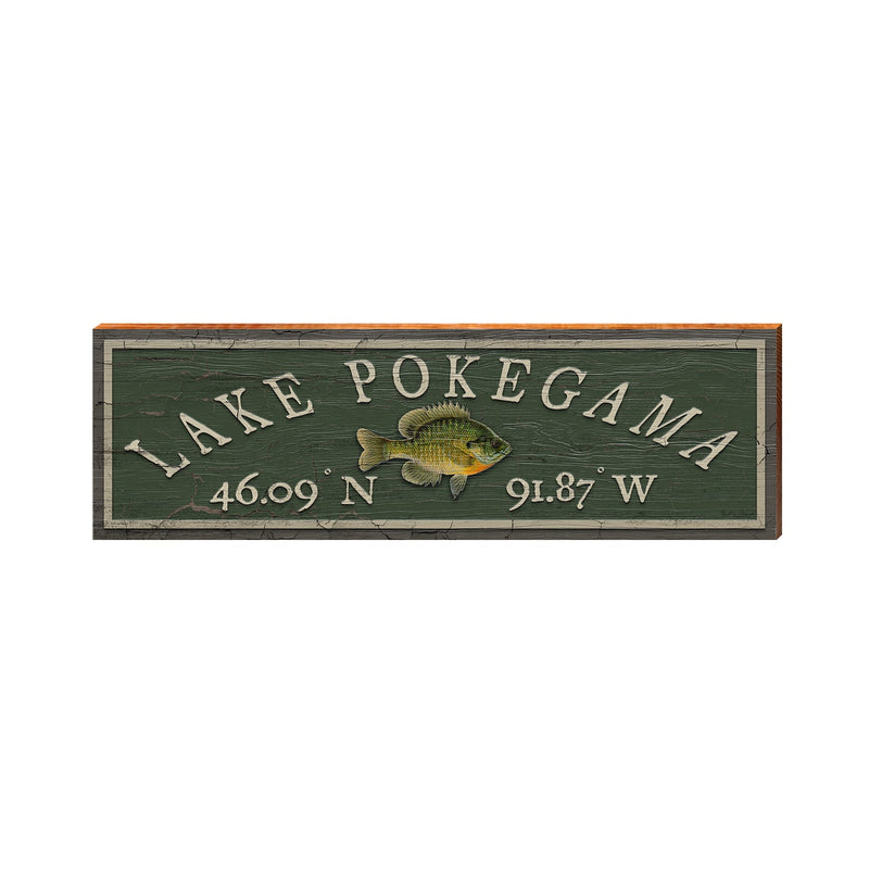 Lake Pokegama Latitude Longitude Sign | Wall Art Print on Real Wood