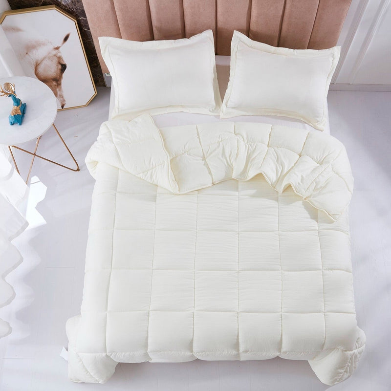 King Size Off White 3 Piece Microfiber Reversible Comforter Set, photo 4 of 4