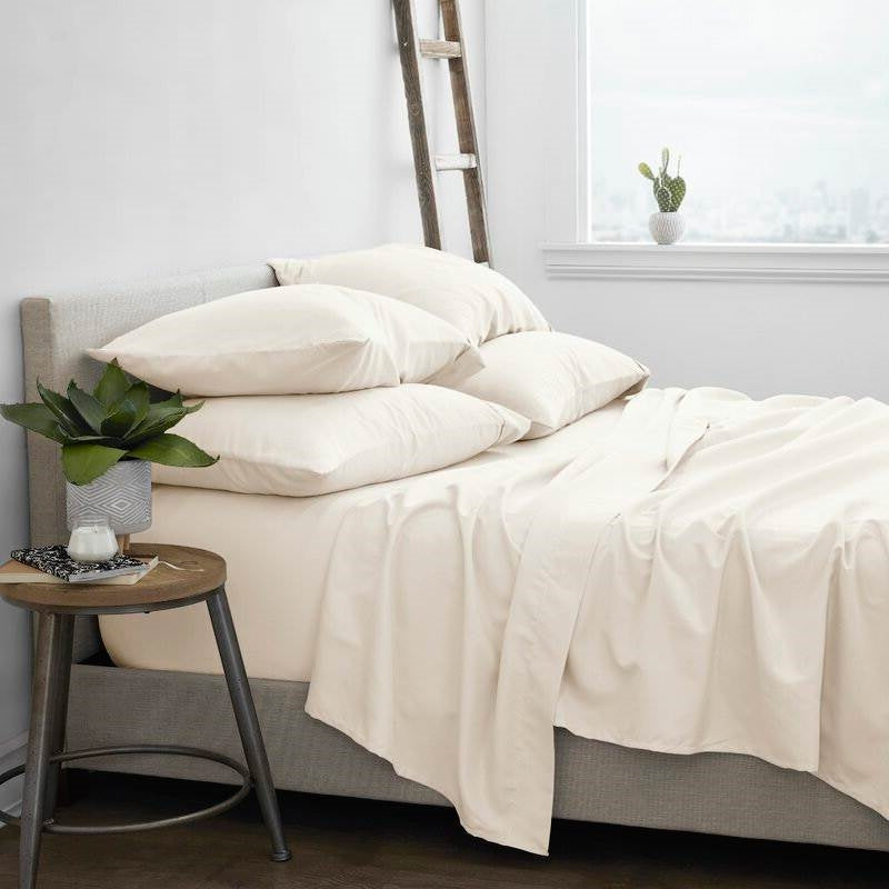Twin Ivory Beige 4-Piece Soft Wrinkle Resistant Microfiber/Polyester Sheet Set, photo 2 of 3