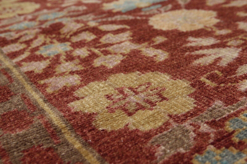 2'6" x 10' Runner Hand knotted Turkish Oushak Vegetable Dyes wool Area rug Rust