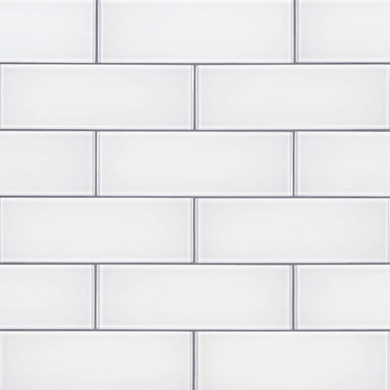 MSI Ice White Glass Subway Tile 3"x9"