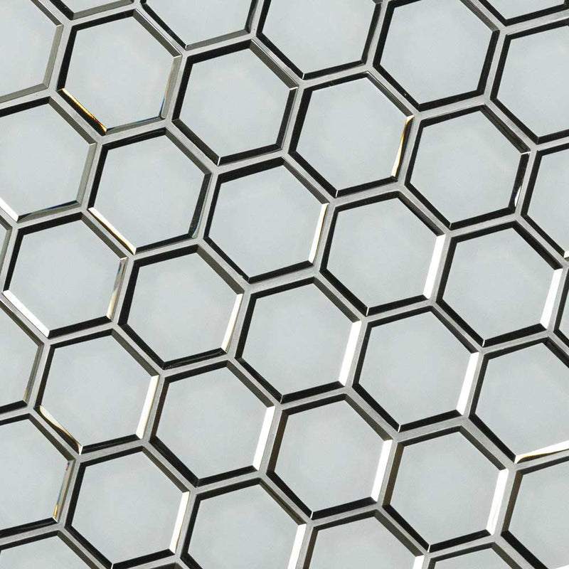 MSI Ice Beveled 3" Hexagon Glass Mosaic Tile 10.51"x12.13"
