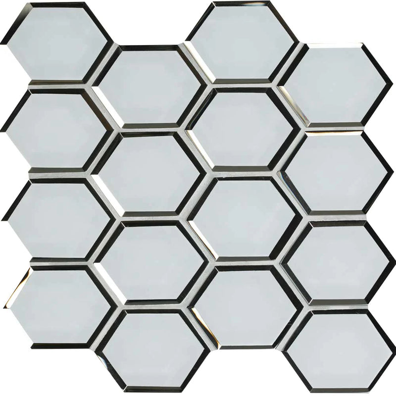 MSI Ice Beveled 3" Hexagon Glass Mosaic Tile 10.51"x12.13"