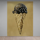 Glamour Room Decor. Gold Ice Cream Cone and Diamonds Wallpaper Mural.