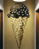 Glamour Room Decor. Gold Ice Cream Cone and Diamonds Wallpaper Mural.