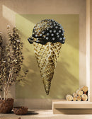 Glamour Room Decor. Gold Ice Cream Cone and Diamonds Wallpaper Mural.