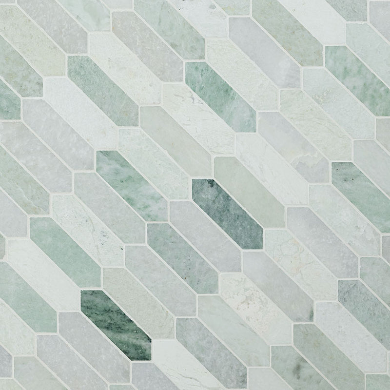 MSI Icelandic Green Picket Marble Mosaic Wall and Floor Tile 10"x13.8"
