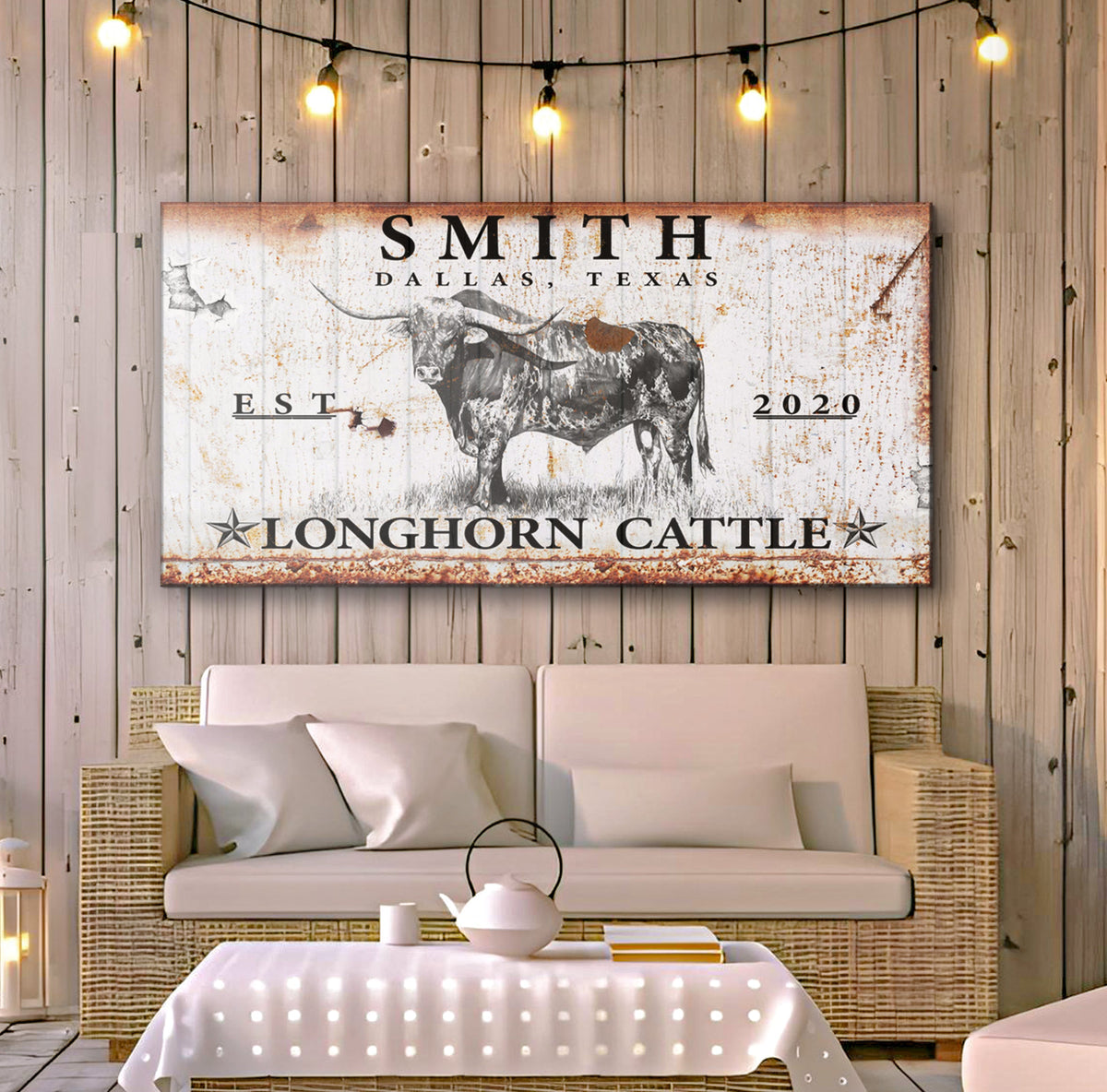 Longhorn Rustic Cattle Sign III, photo 2 of 8