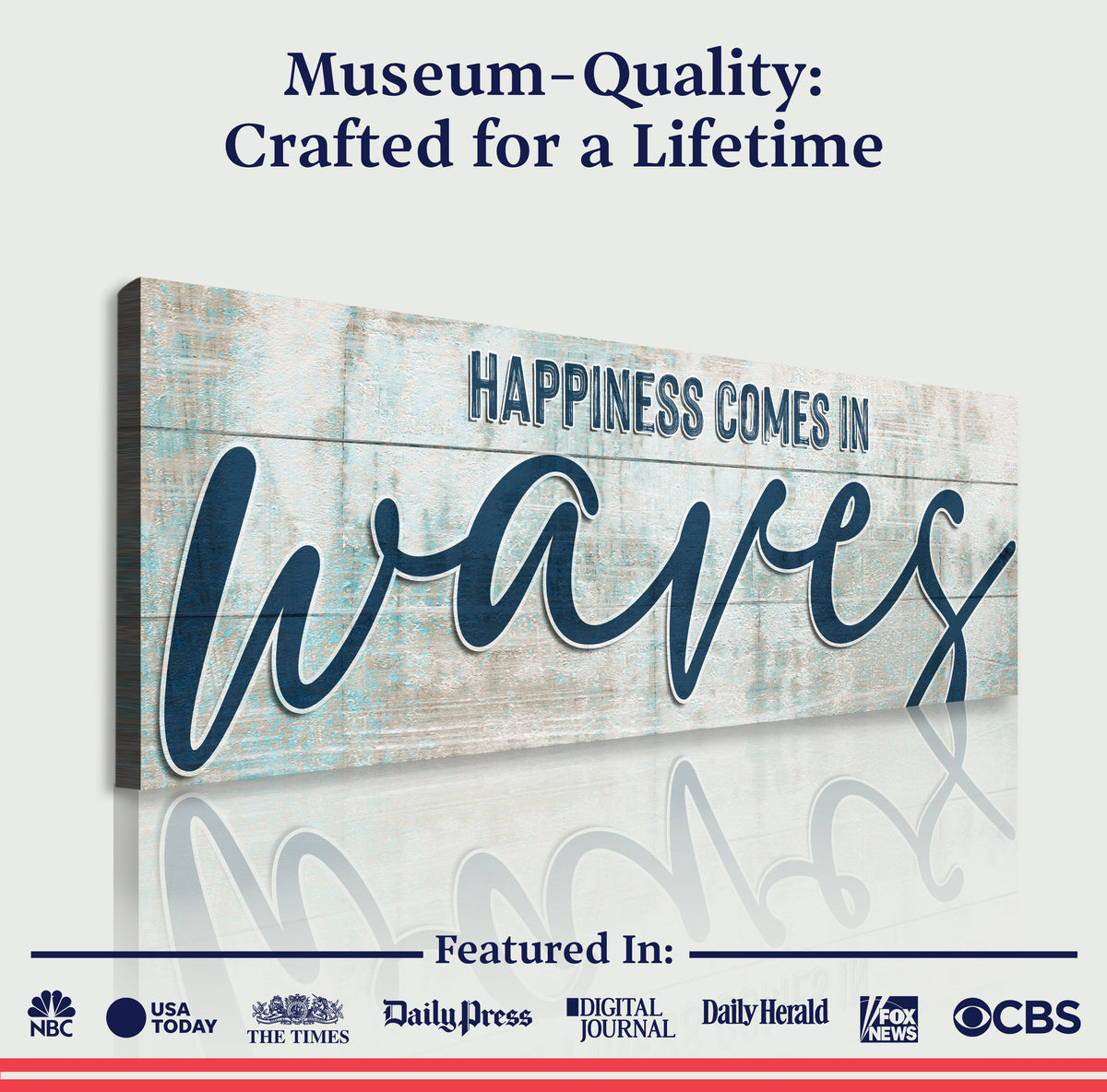 Happiness Comes In Waves Beach Sign, photo 4 of 8